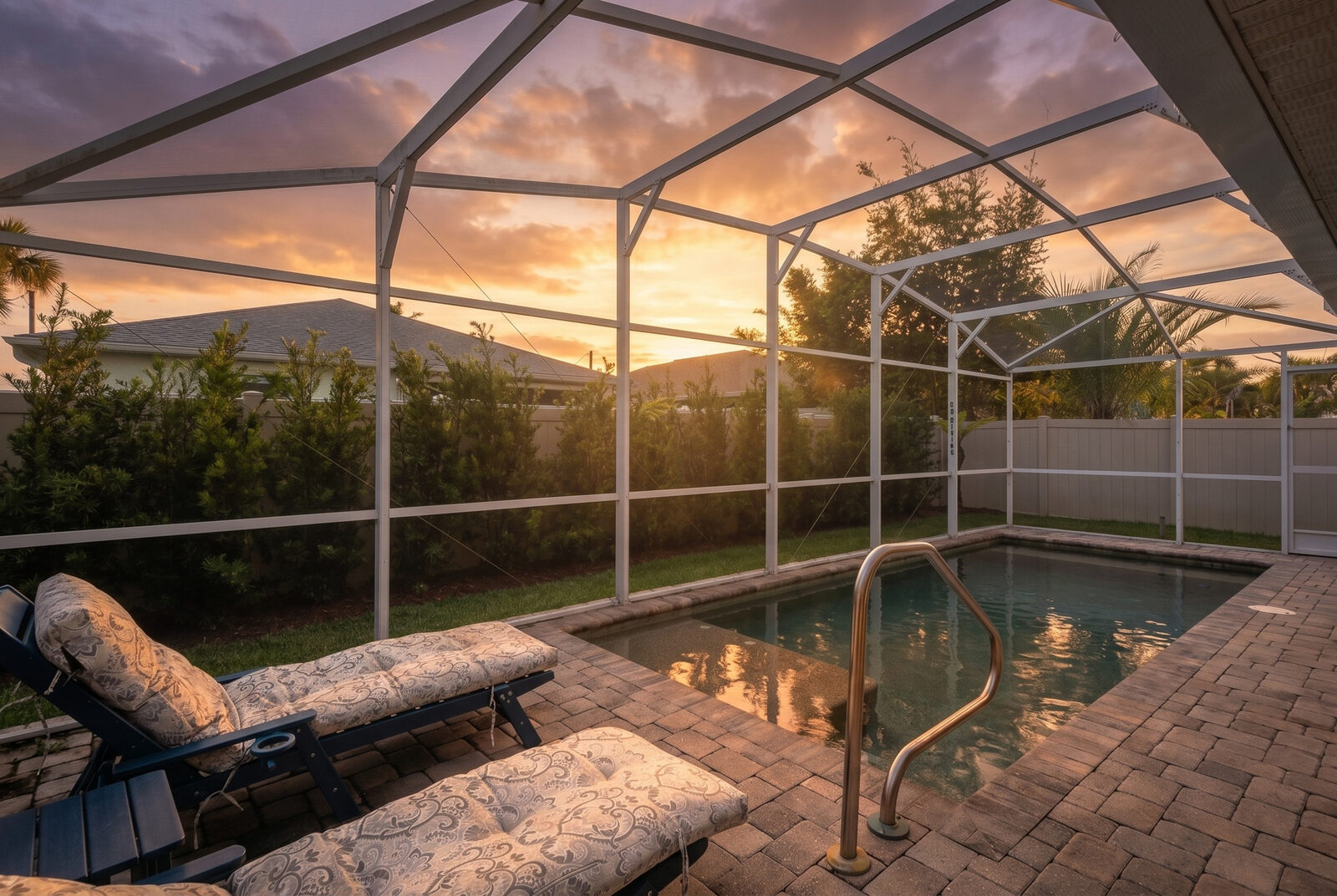 The Lighthouse pool house with private screened pool